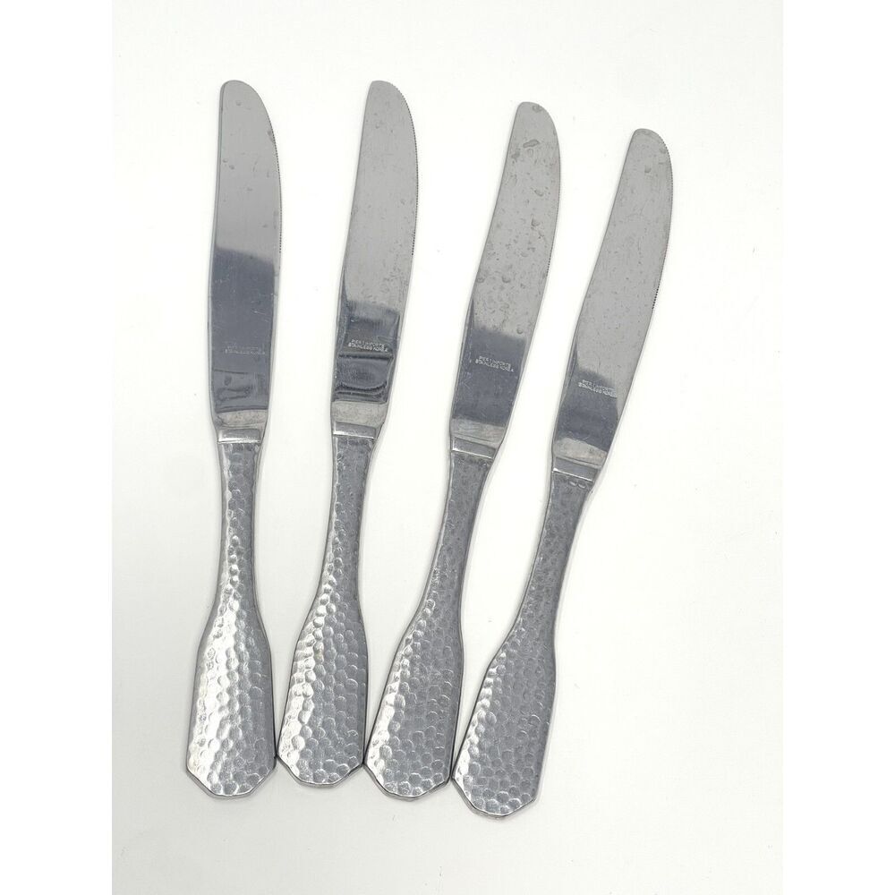 Pier 1 Imports Pll1 Dinner Modern Solid Knives Stainless Hammered 9.25” Set Of 4